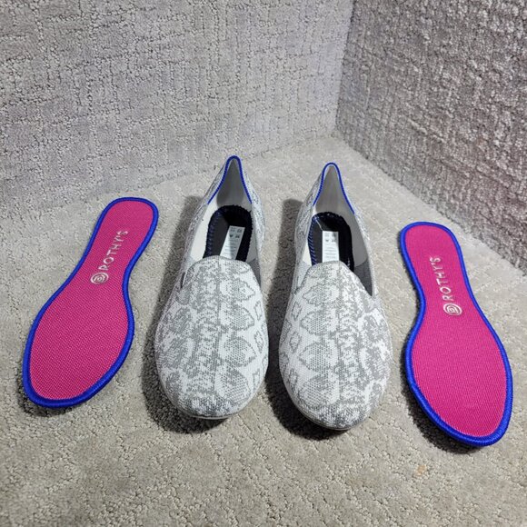Rothy's The Loafer Women's Size 10.5 US Grey Snake Round Toe Slip on Flat Shoes - Picture 8 of 11